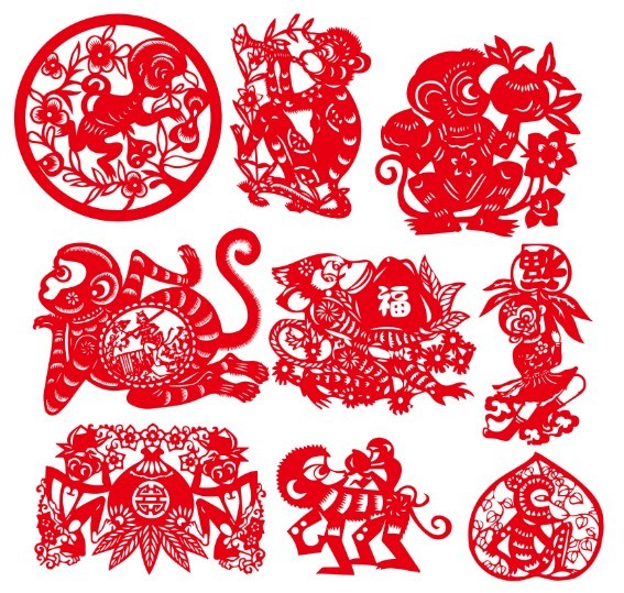 Year-of-the-Monkey-2016-Paper-Cutting-Chinese-Zodiac-Vector