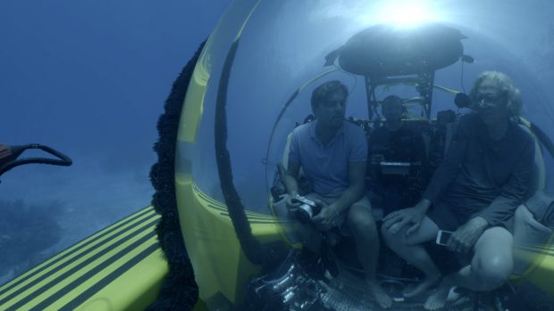 THE BAHAMAS- Leonardo diving with Jeremy Jackson discussing the oceans. For two years, Leonardo DiCaprio has criss-crossed the planet in his role as UN messenger of Peace on Climate Change. This film, executive produced by Brett Ratner and Martin Scorsese, follows that journey to find both the crisis points and the solutions to this existential threat to human species. © 2016 RatPac Documentary Films, LLC and Greenhour Corporation, Inc. All rights reserved.